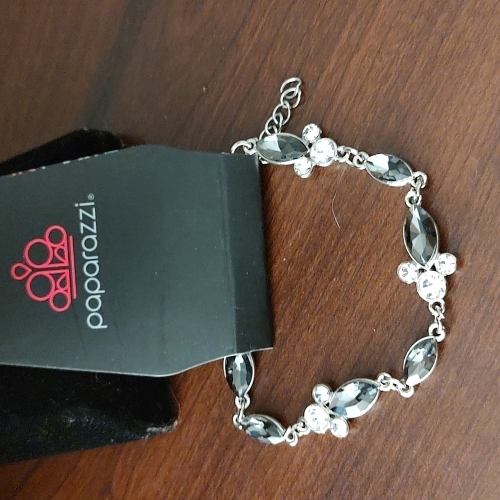 PAPARAZZI Clear and Smoky Crystal Line Clasp Bracelet